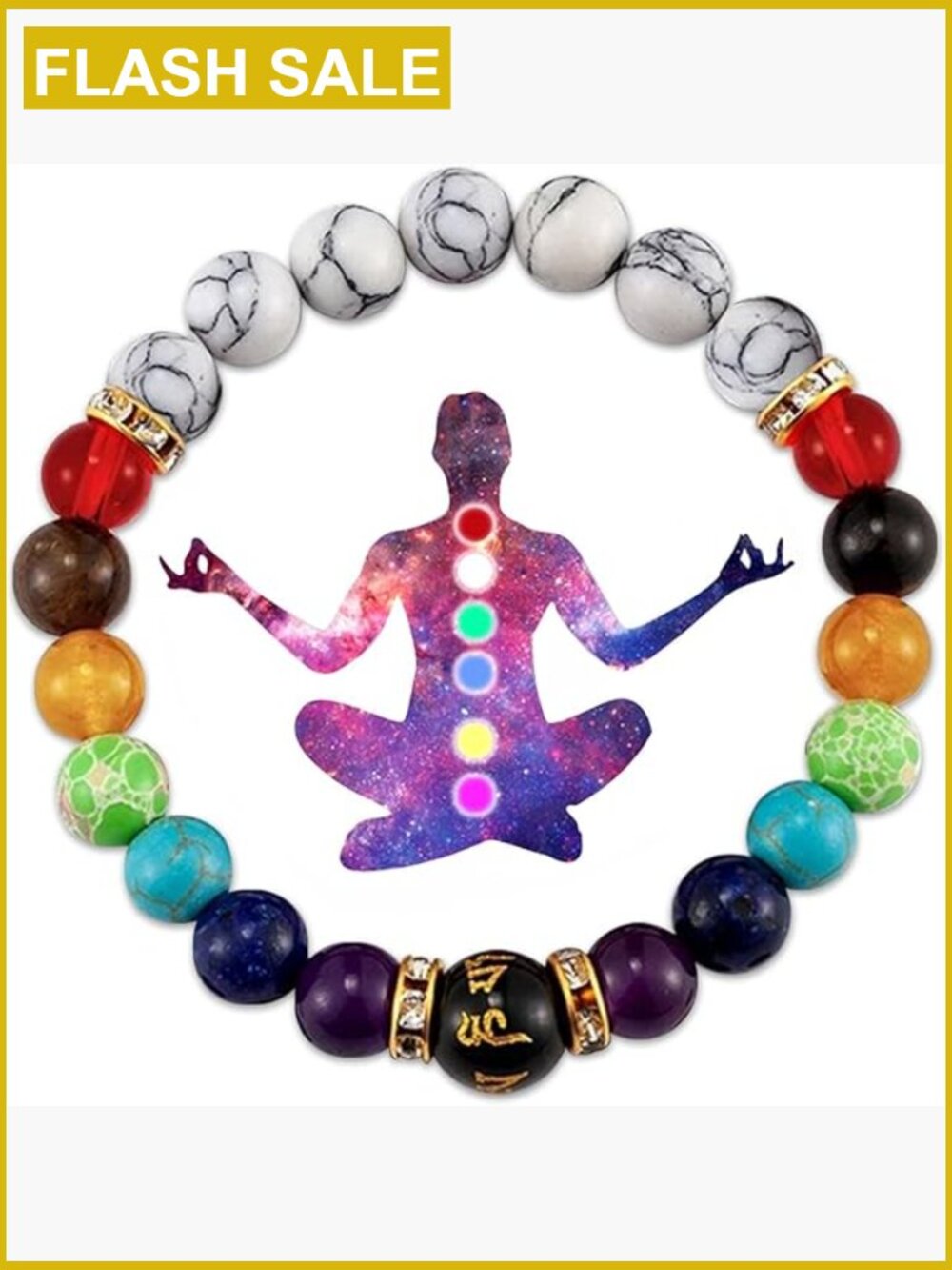 7 Chakra Stretch Bracelet Crystal Healing Stones Yoga Charm Bracelet Gift